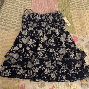 Xhilaration Navy and White Floral Skirt Set